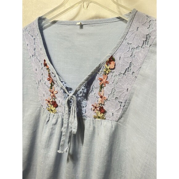 Unbranded Womens 5X‎ Lace Embroidered Blue Top - Picture 7 of 12